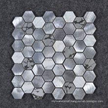 Commercial Shops Decorative Aluminum Mix Marble Mosaic Tile Hexagonal